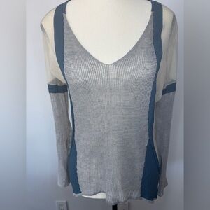 Helmut Lang Gray Blue Sheer Mesh Knit Sweater – Size Petite